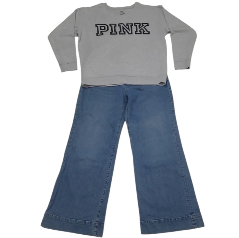 PINK Victoria's Secret Lightweight Sweatshirt Pullover VS Logo Graphics Y2K Top
